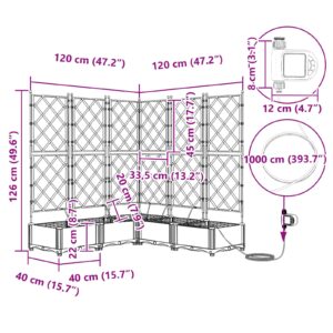 Sodo vazonas 5 vnt. Pilka 120 x 120 x 126 cm PP