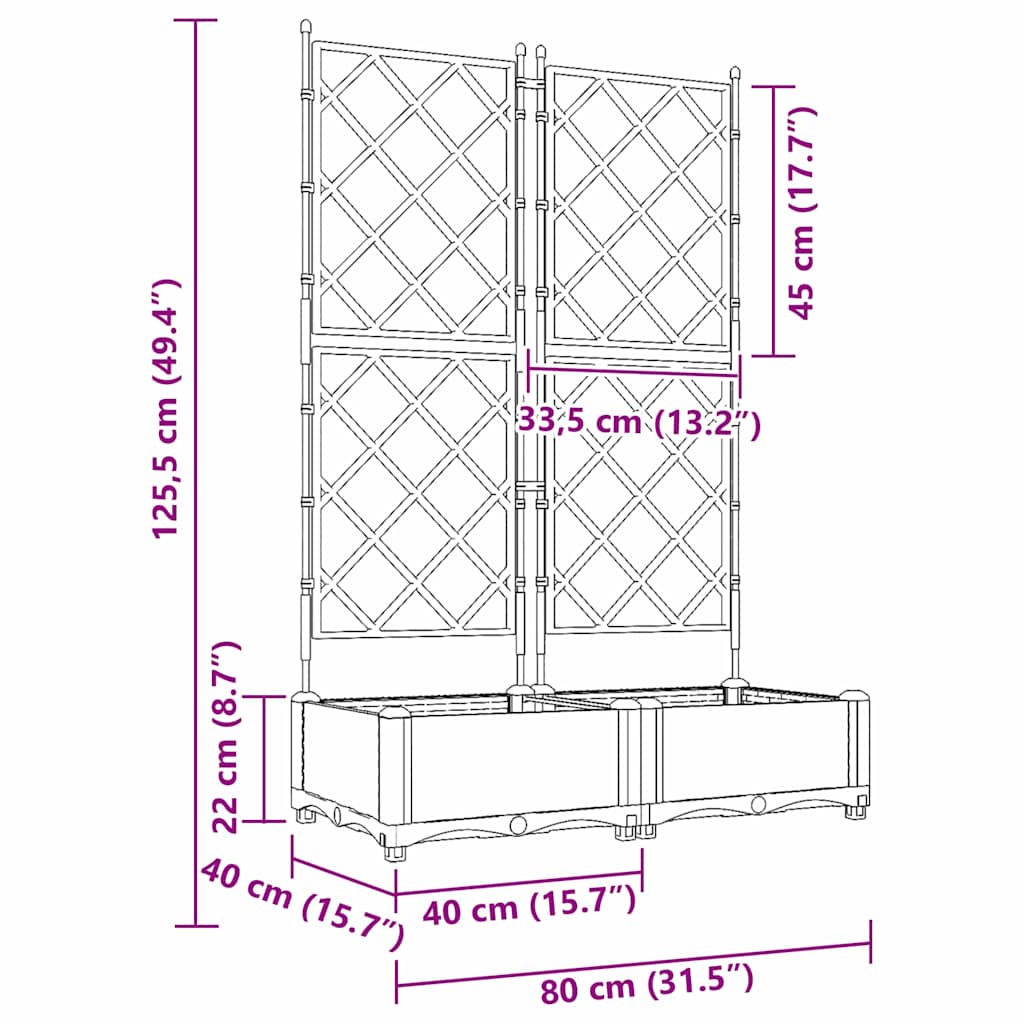 Sodo vazonas 2 vnt. Šviesiai pilka 80 x 40 x 125,5 cm PP Sodo vazonas 2 vnt. Šviesiai pilka 80 x 40 x 125,5 cm PP