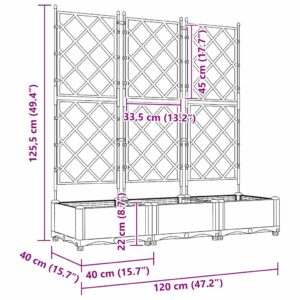 Sodo vazonas 3 vnt. Šviesiai pilka 120 x 40 x 125,5 cm PP