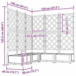 Sodo vazonas 5 vnt. Šviesiai pilka 120 x 120 x 125,5 cm PP