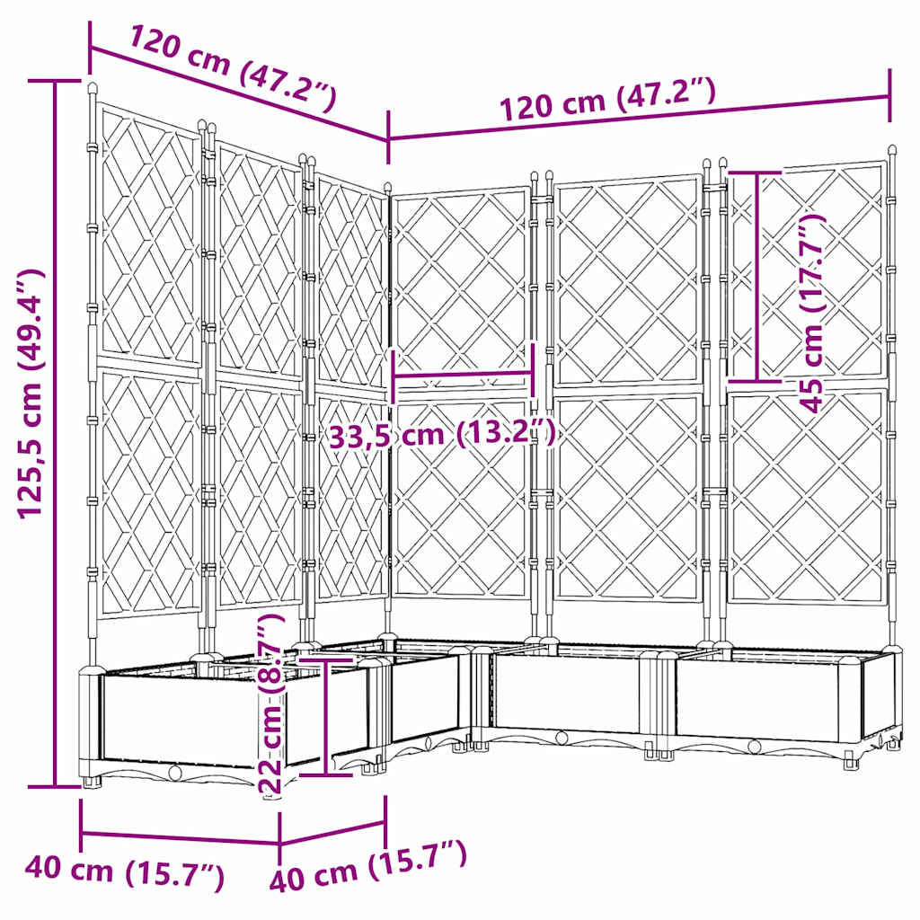 Sodo vazonas 5 vnt. Šviesiai pilka 120 x 120 x 125,5 cm PP Sodo vazonas 5 vnt. Šviesiai pilka 120 x 120 x 125,5 cm PP
