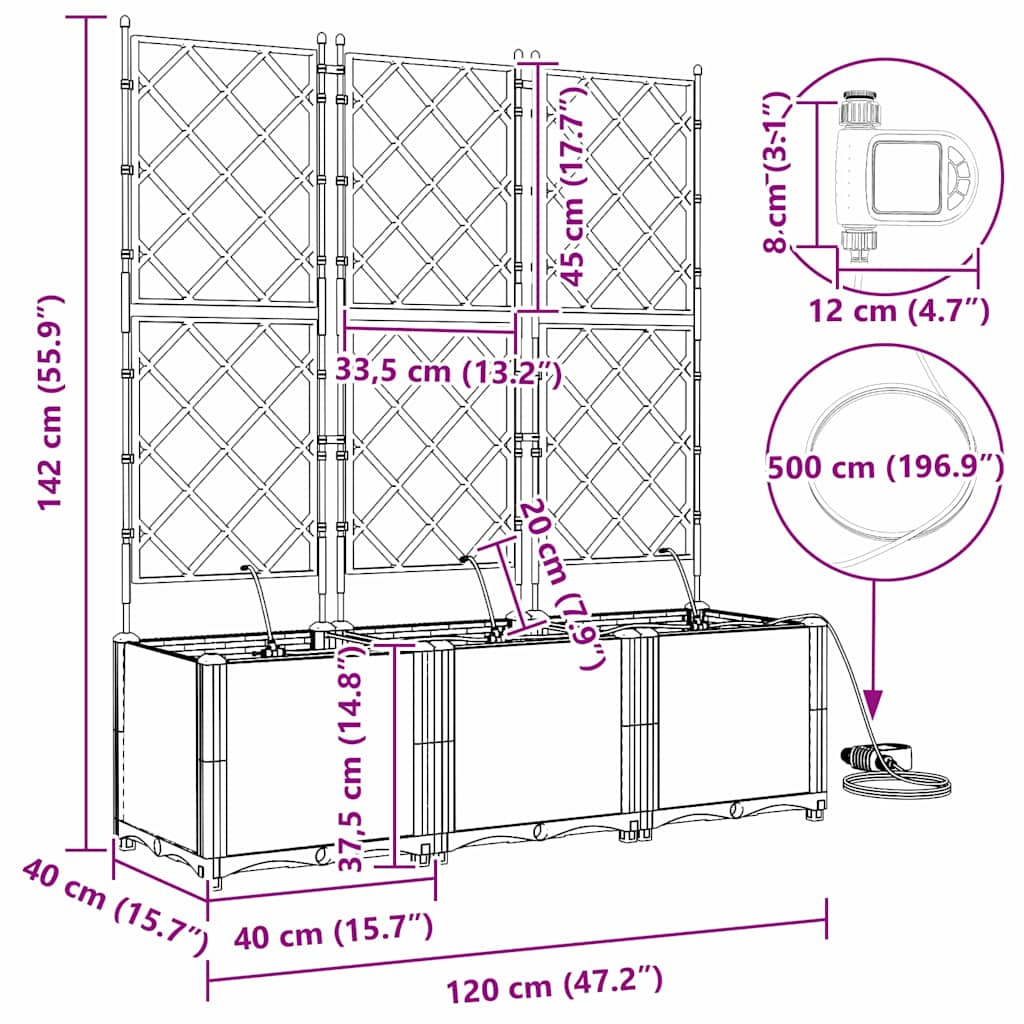 Sodo vazonas 3 vnt. Šviesiai pilka 120 x 40 x 142 cm PP Sodo vazonas 3 vnt. Šviesiai pilka 120 x 40 x 142 cm PP