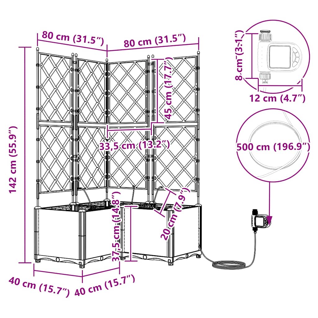 Sodo vazonas 3 vnt. Šviesiai pilka 80 x 80 x 142 cm PP Sodo vazonas 3 vnt. Šviesiai pilka 80 x 80 x 142 cm PP