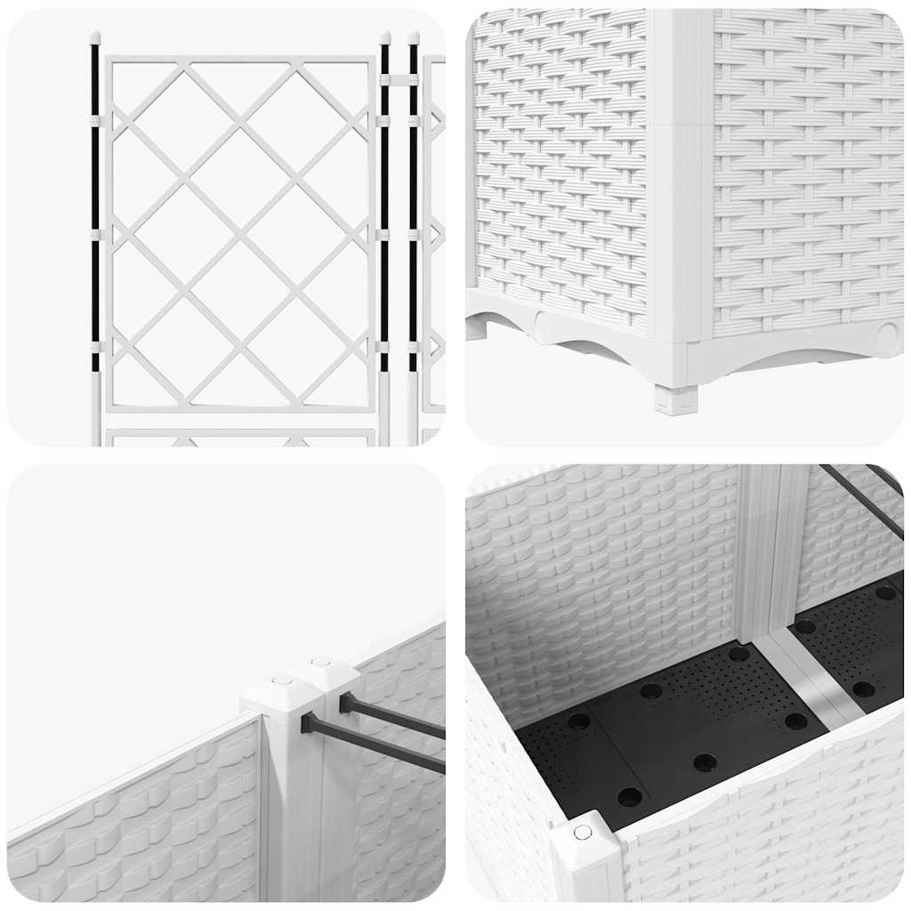 Sodo vazonas 2 vnt. Balta 80 x 40 x 143 cm PP Sodo vazonas 2 vnt. Balta 80 x 40 x 143 cm PP - Image 9