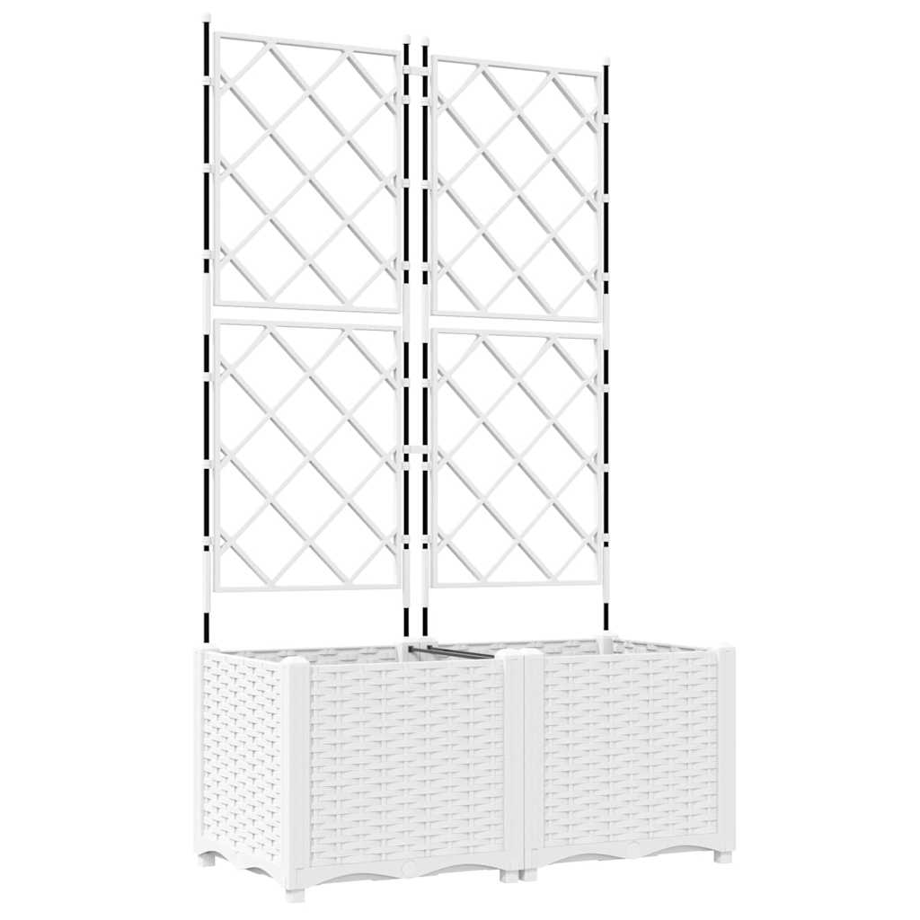 Sodo vazonas 2 vnt. Balta 80 x 40 x 143 cm PP Sodo vazonas 2 vnt. Balta 80 x 40 x 143 cm PP - Image 3