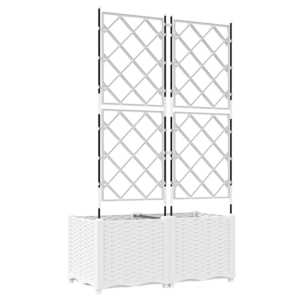 Sodo vazonas 2 vnt. Balta 80 x 40 x 143 cm PP Sodo vazonas 2 vnt. Balta 80 x 40 x 143 cm PP - Image 8
