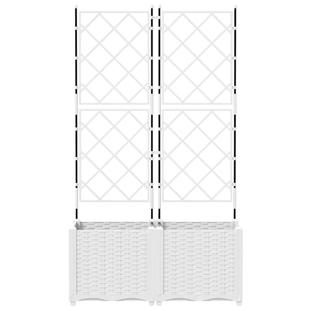 Sodo vazonas 2 vnt. Balta 80 x 40 x 143 cm PP Sodo vazonas 2 vnt. Balta 80 x 40 x 143 cm PP - Image 6