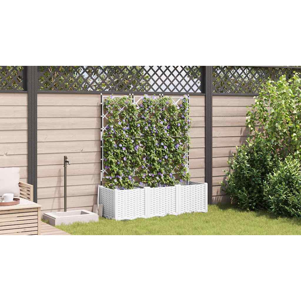Sodo vazonas 3 vnt. Balta 120 x 40 x 143 cm PP Sodo vazonas 3 vnt. Balta 120 x 40 x 143 cm PP - Image 5