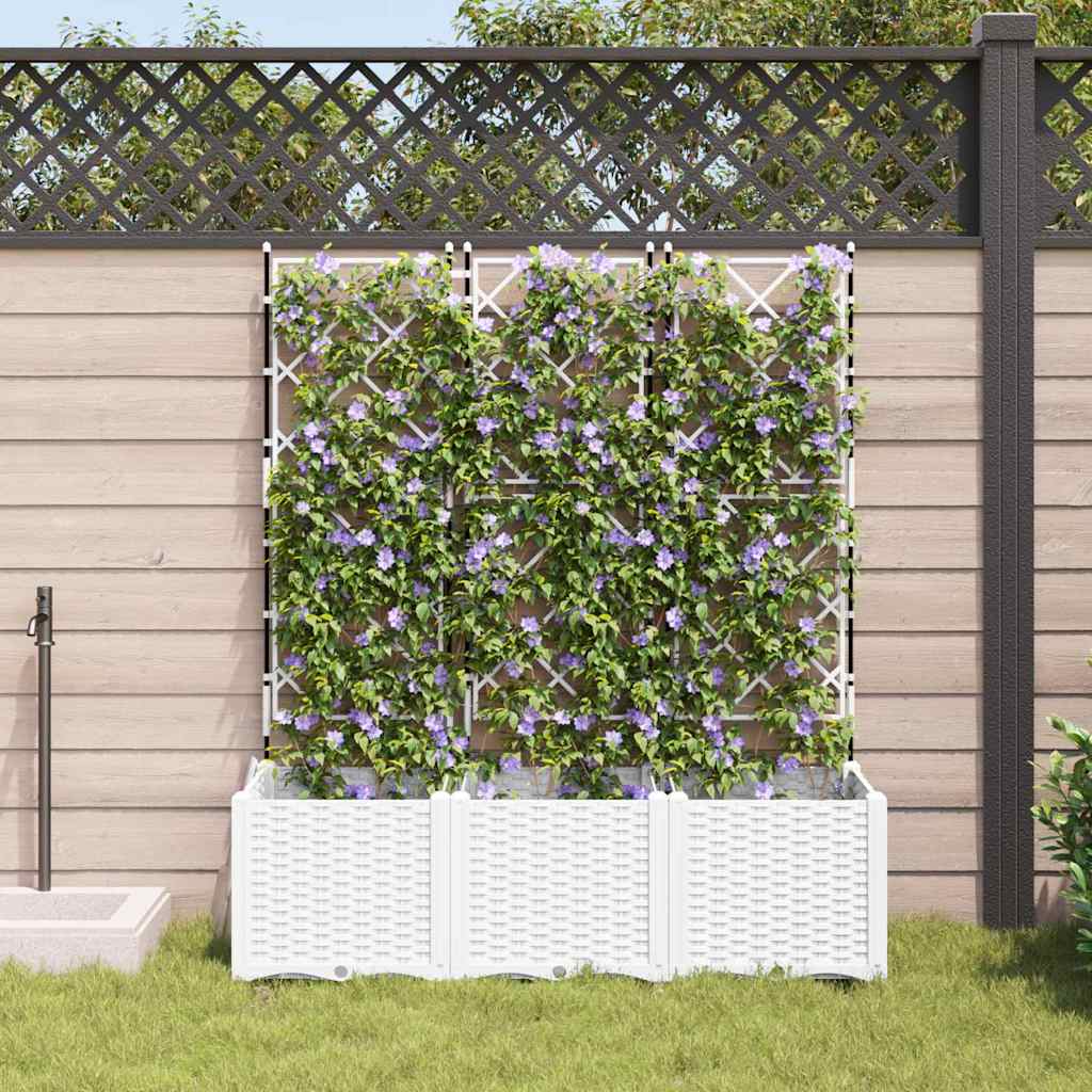 Sodo vazonas 3 vnt. Balta 120 x 40 x 143 cm PP Sodo vazonas 3 vnt. Balta 120 x 40 x 143 cm PP - Image 4