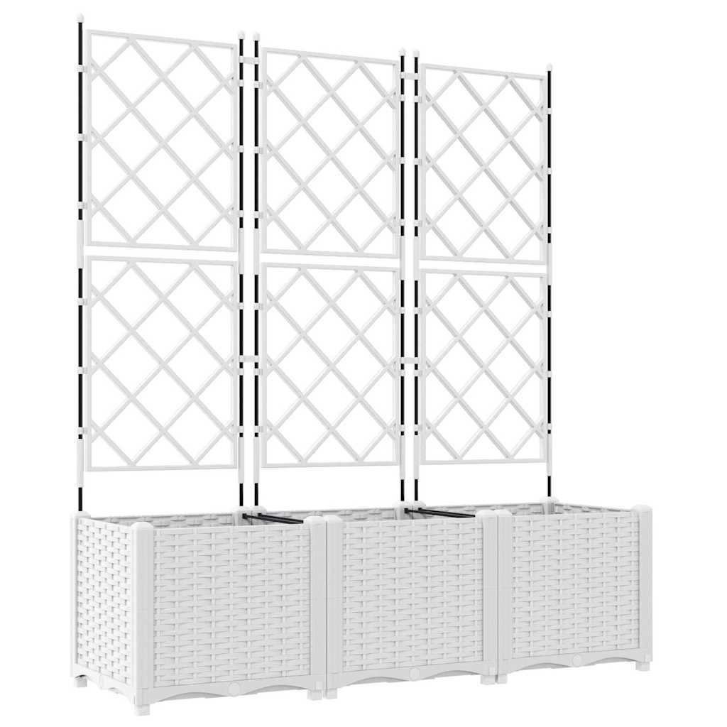 Sodo vazonas 3 vnt. Balta 120 x 40 x 143 cm PP Sodo vazonas 3 vnt. Balta 120 x 40 x 143 cm PP - Image 3