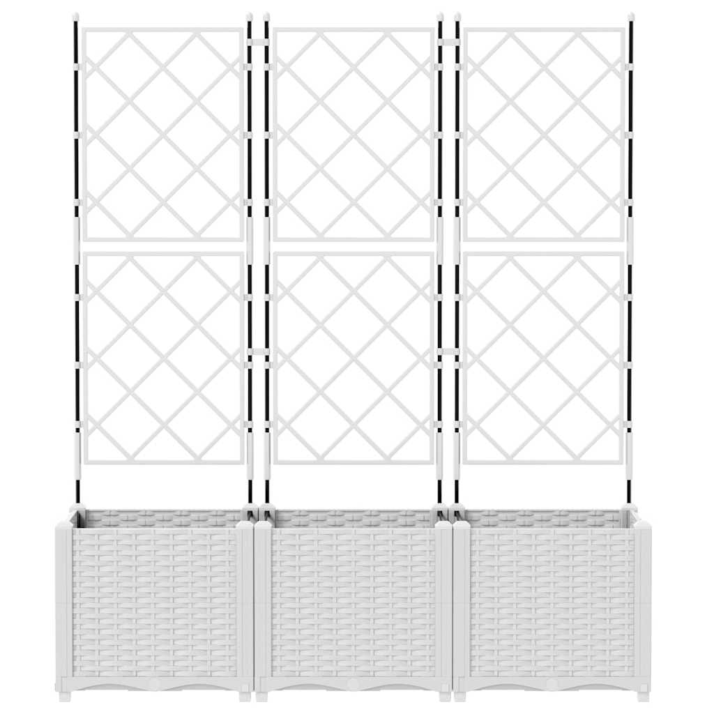 Sodo vazonas 3 vnt. Balta 120 x 40 x 143 cm PP Sodo vazonas 3 vnt. Balta 120 x 40 x 143 cm PP - Image 6