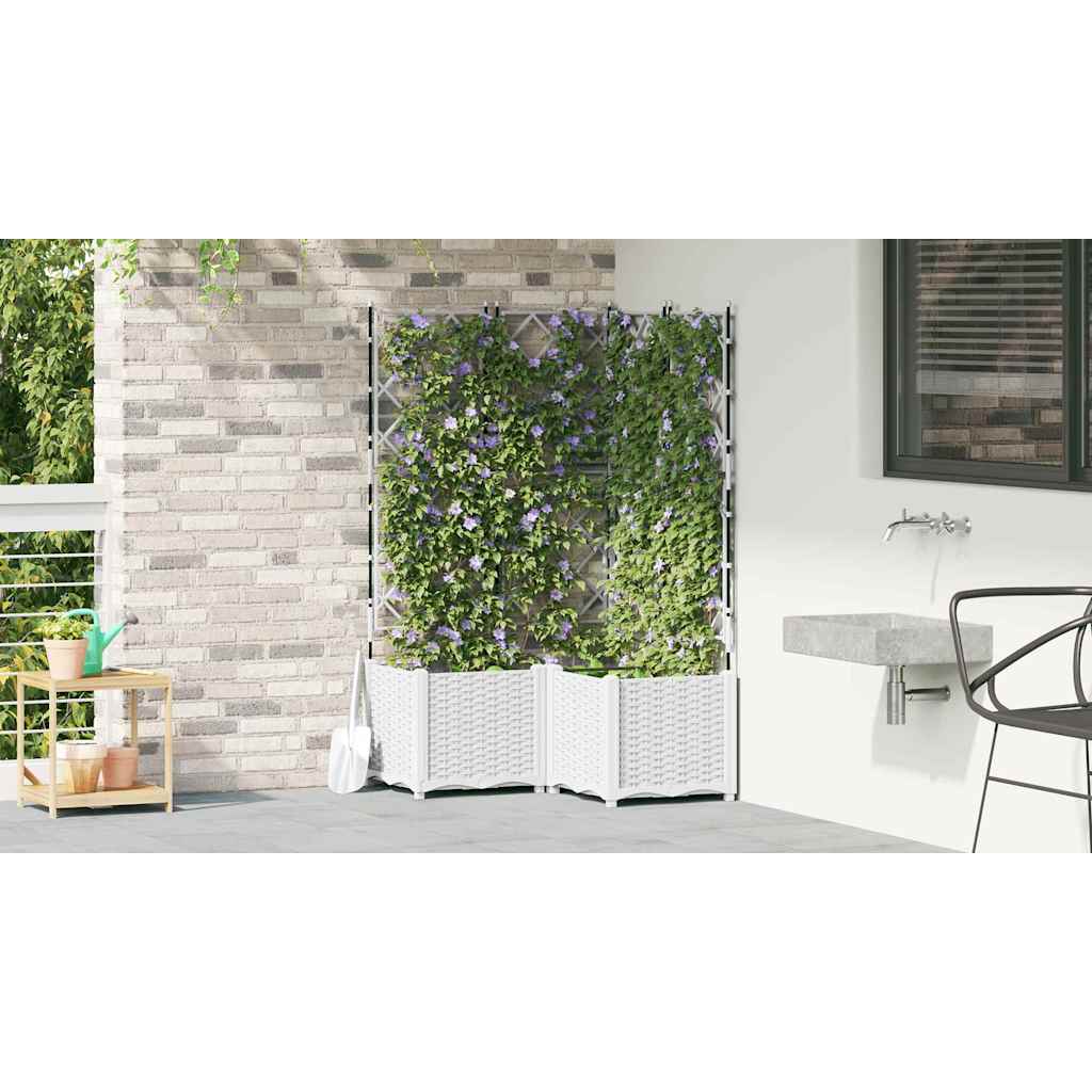 Sodo vazonas 3 vnt. Balta 80 x 80 x 143 cm PP Sodo vazonas 3 vnt. Balta 80 x 80 x 143 cm PP - Image 4