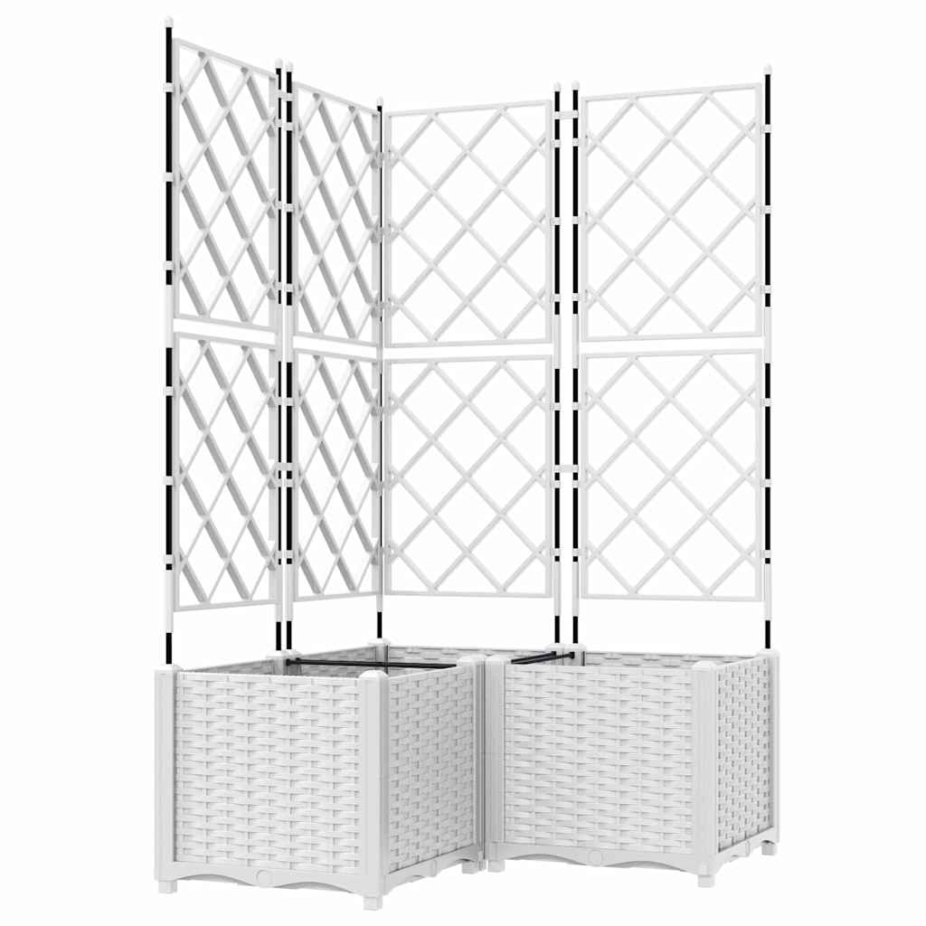Sodo vazonas 3 vnt. Balta 80 x 80 x 143 cm PP Sodo vazonas 3 vnt. Balta 80 x 80 x 143 cm PP - Image 3