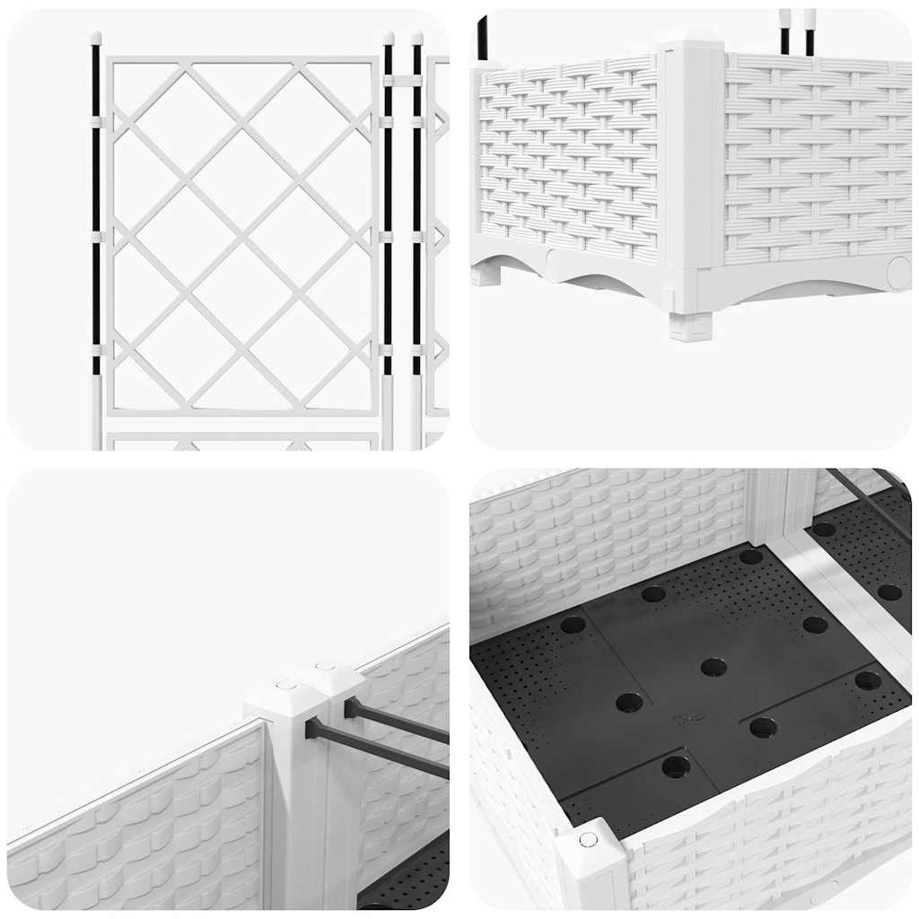 Sodo vazonas 5 vnt. Balta 120 x 120 x 125,5 cm PP Sodo vazonas 5 vnt. Balta 120 x 120 x 125,5 cm PP - Image 9
