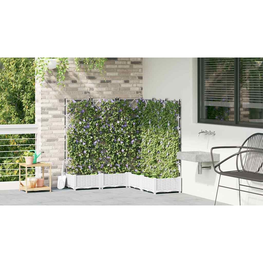 Sodo vazonas 5 vnt. Balta 120 x 120 x 125,5 cm PP Sodo vazonas 5 vnt. Balta 120 x 120 x 125,5 cm PP - Image 5