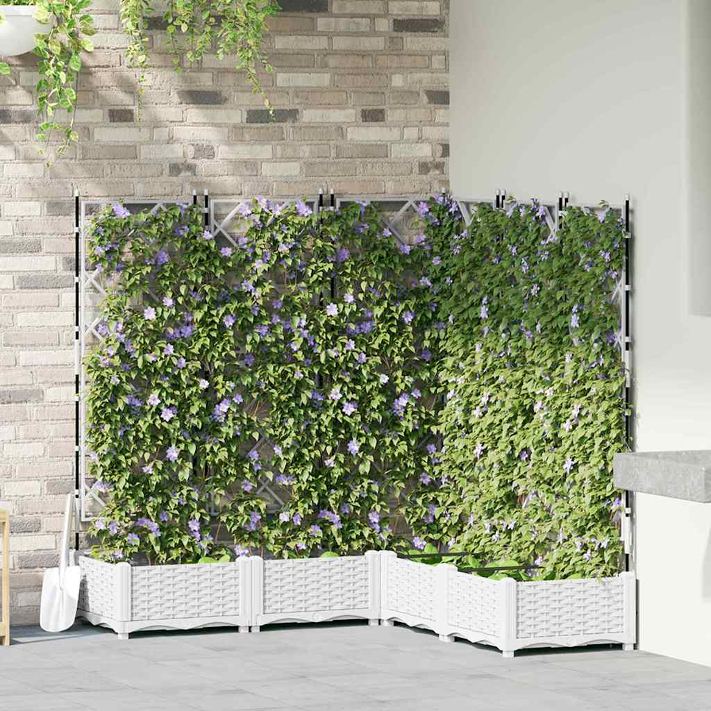 Sodo vazonas 5 vnt. Balta 120 x 120 x 125,5 cm PP Sodo vazonas 5 vnt. Balta 120 x 120 x 125,5 cm PP - Image 2