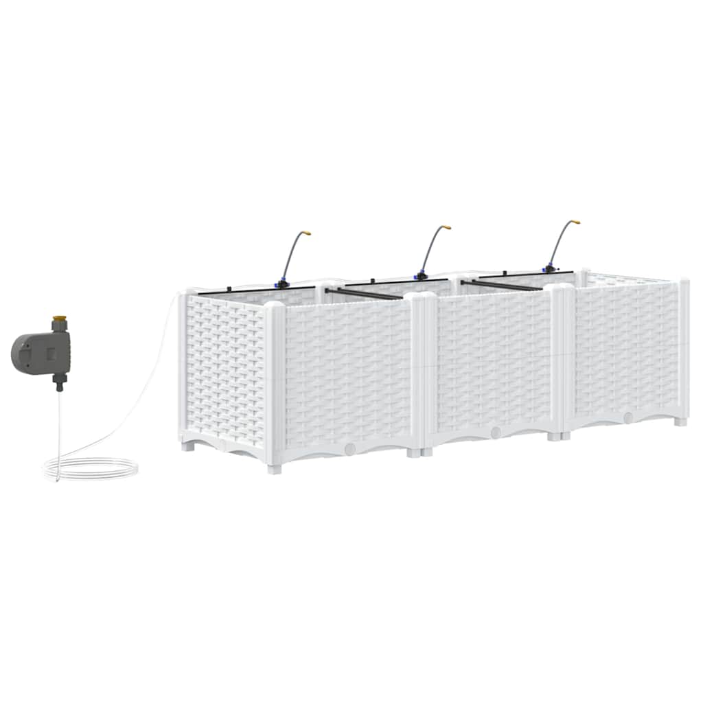 Sodo vazonas 3 vnt. Balta 120 x 40 x 37,5 cm PP Sodo vazonas 3 vnt. Balta 120 x 40 x 37,5 cm PP - Image 9