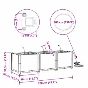 Sodo vazonas 3 vnt. Balta 120 x 40 x 37,5 cm PP