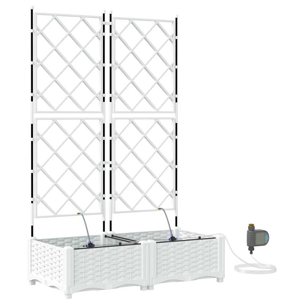 Sodo vazonas 2 vnt. Balta 80 x 40 x 126 cm PP Sodo vazonas 2 vnt. Balta 80 x 40 x 126 cm PP - Image 3