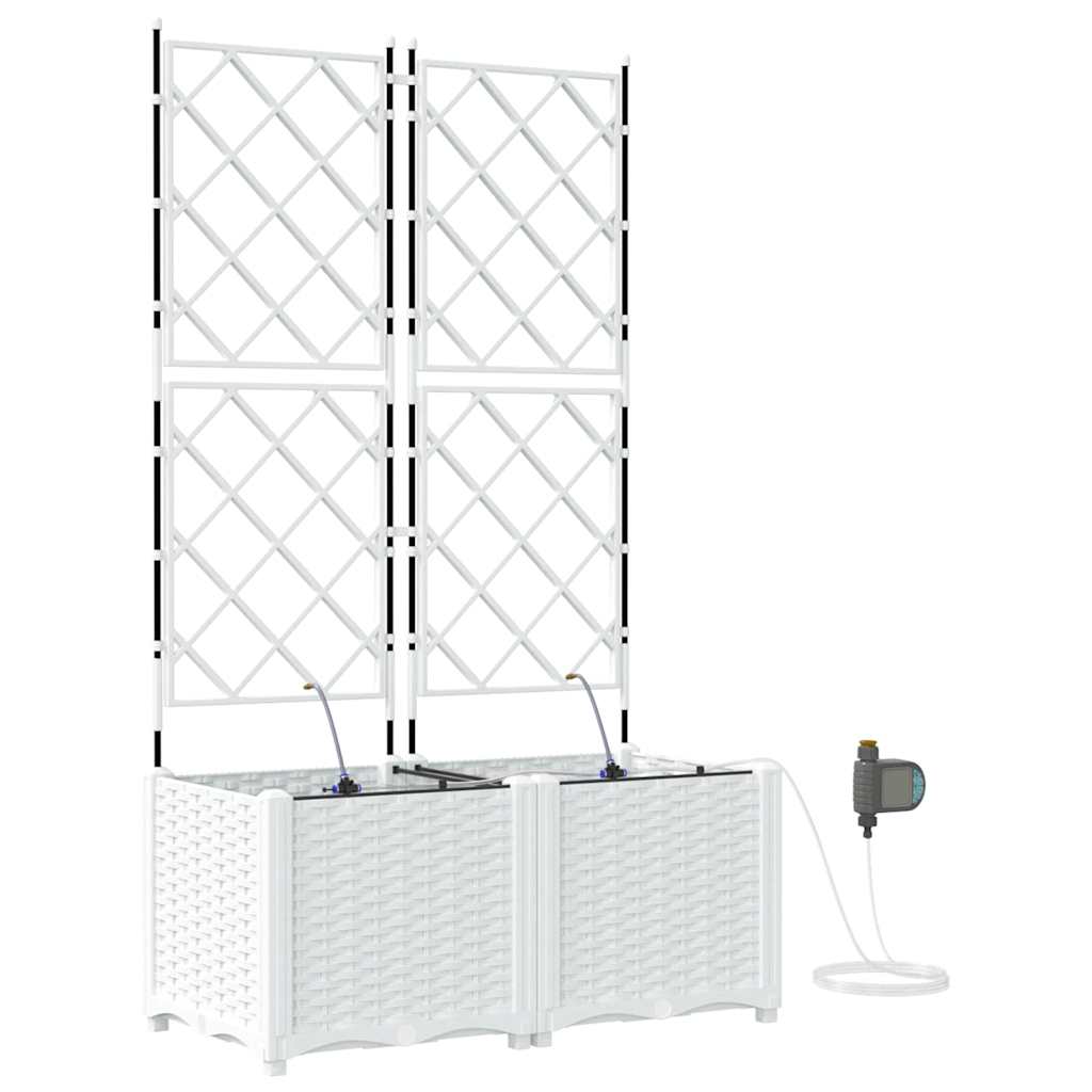 Sodo vazonas 2 vnt. Balta 80 x 40 x 142 cm PP Sodo vazonas 2 vnt. Balta 80 x 40 x 142 cm PP - Image 3