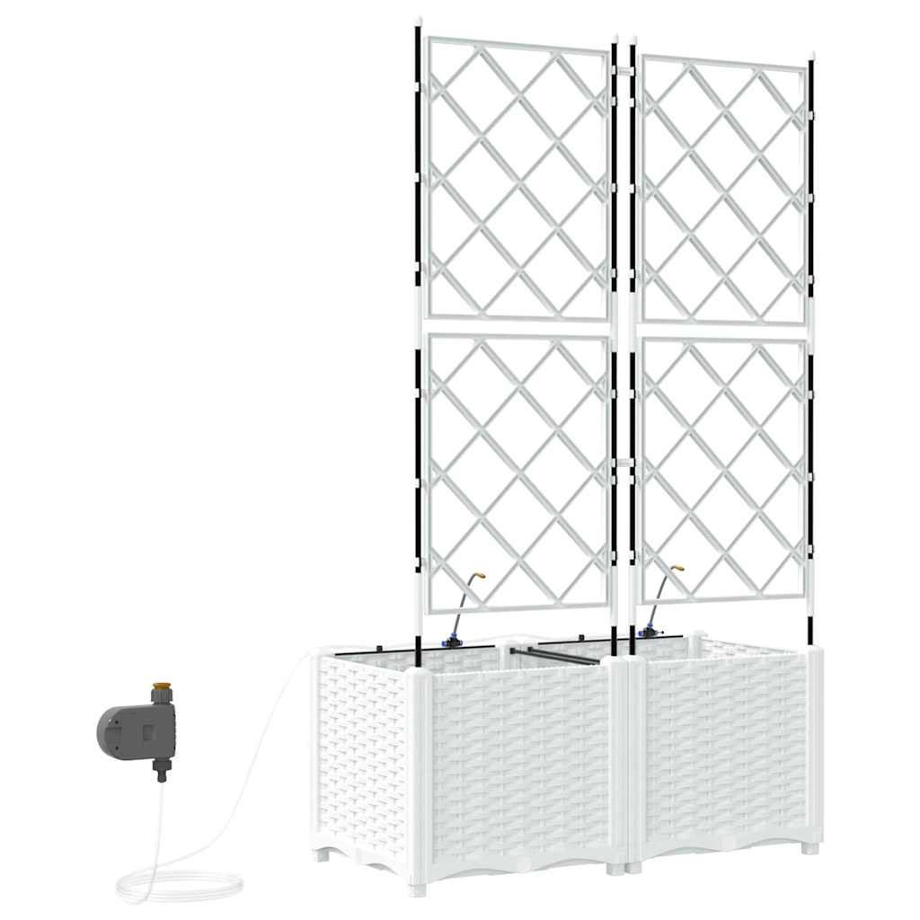 Sodo vazonas 2 vnt. Balta 80 x 40 x 142 cm PP Sodo vazonas 2 vnt. Balta 80 x 40 x 142 cm PP - Image 9