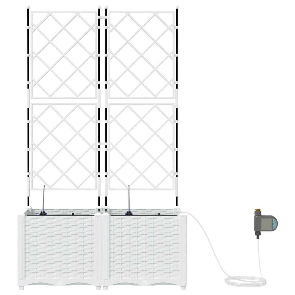 Sodo vazonas 2 vnt. Balta 80 x 40 x 142 cm PP Sodo vazonas 2 vnt. Balta 80 x 40 x 142 cm PP - Image 7