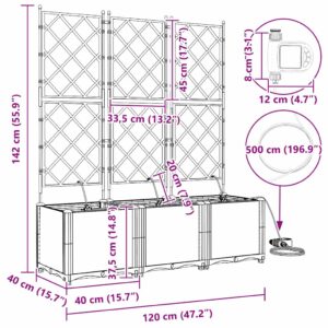 Sodo vazonas 3 vnt. Balta 120 x 40 x 142 cm PP