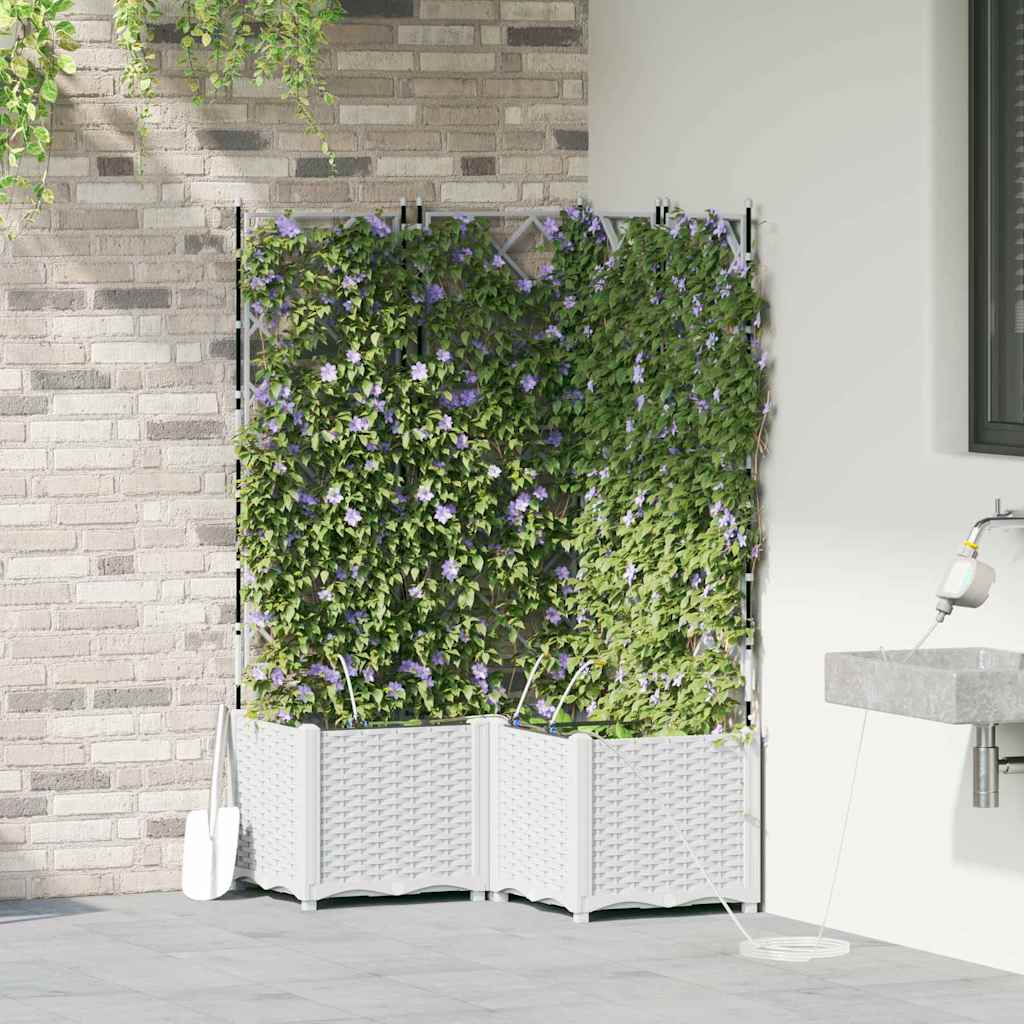 Sodo vazonas 3 vnt. Balta 80 x 80 x 142 cm PP Sodo vazonas 3 vnt. Balta 80 x 80 x 142 cm PP - Image 4