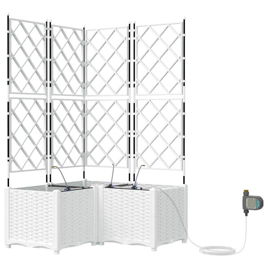 Sodo vazonas 3 vnt. Balta 80 x 80 x 142 cm PP Sodo vazonas 3 vnt. Balta 80 x 80 x 142 cm PP - Image 3