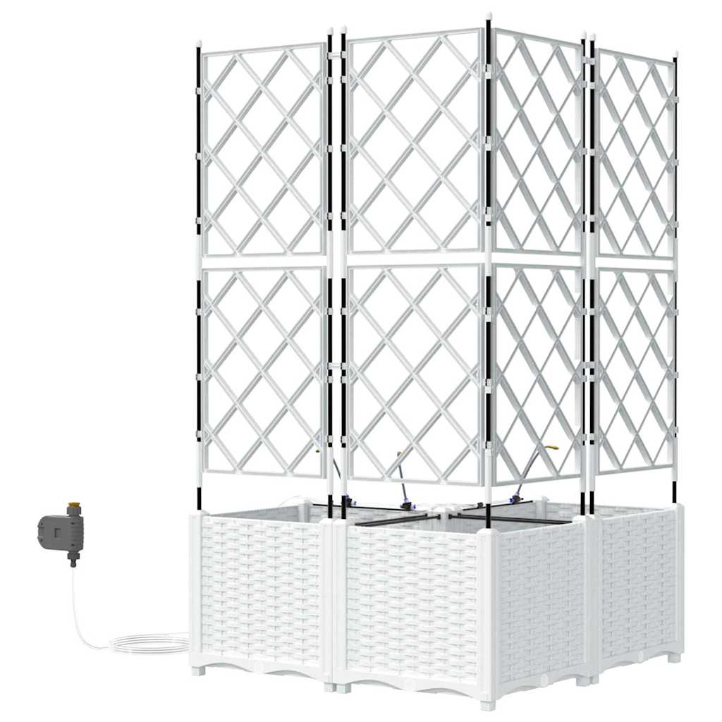 Sodo vazonas 3 vnt. Balta 80 x 80 x 142 cm PP Sodo vazonas 3 vnt. Balta 80 x 80 x 142 cm PP - Image 7