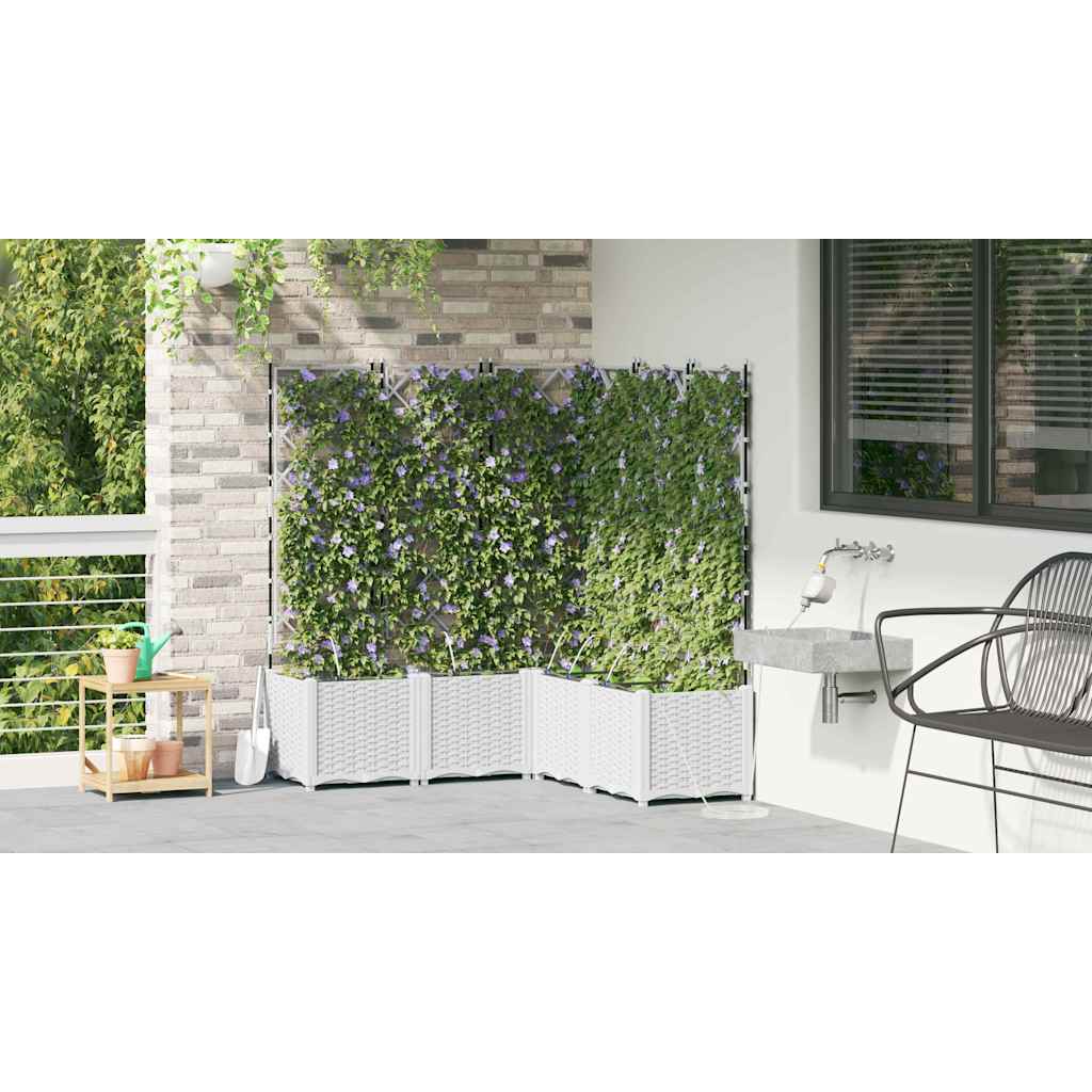 Sodo vazonas 5 vnt. Balta 120 x 120 x 142 cm PP Sodo vazonas 5 vnt. Balta 120 x 120 x 142 cm PP - Image 5
