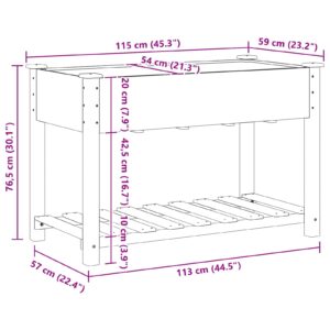 Sodo vazonas Smėlio 115 x 59 x 76,5 cm Kietasis pušinis medis