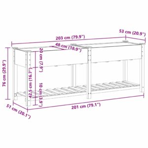 Sodo vazonas Smėlio 203 x 53 x 76,5 cm Kietasis pušinis medis