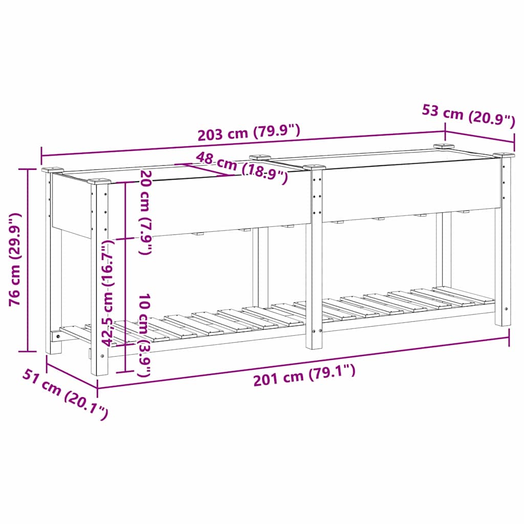 Sodo vazonas Smėlio 203 x 53 x 76,5 cm Kietasis pušinis medis Sodo vazonas Smėlio 203 x 53 x 76,5 cm Kietasis pušinis medis