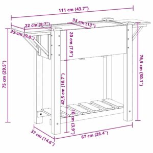 Sodo vazonas Smėlio 111 x 37 x 76,5 cm Kietasis pušinis medis