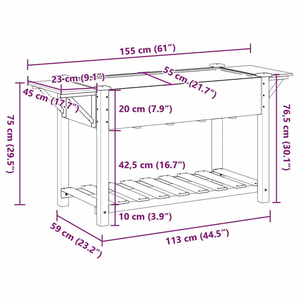 Sodo vazonas Smėlio 155 x 59 x 76,5 cm Kietasis pušinis medis Sodo vazonas Smėlio 155 x 59 x 76,5 cm Kietasis pušinis medis