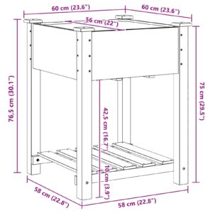Sodo vazonas Smėlio 90 x 90 x 76,5 cm Kietasis pušinis medis