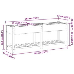 Sodo vazonas Smėlio 203,5 x 53 x 76,5 cm Kietasis pušinis medis
