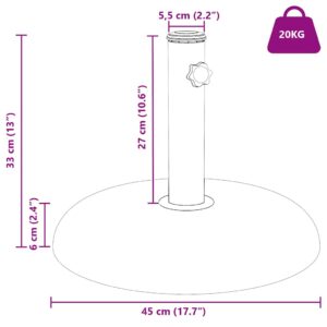 Skėčio pagrindas 20.9 kg Šviesiai pilka Betono Apvali