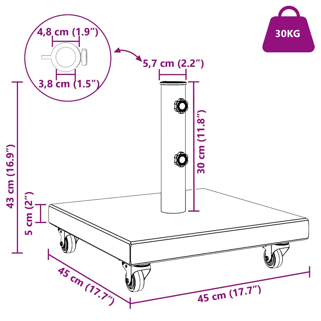 Skėčio pagrindas 30 kg Pilkas Granitas Kvadrato Skėčio pagrindas 30 kg Pilkas Granitas Kvadrato
