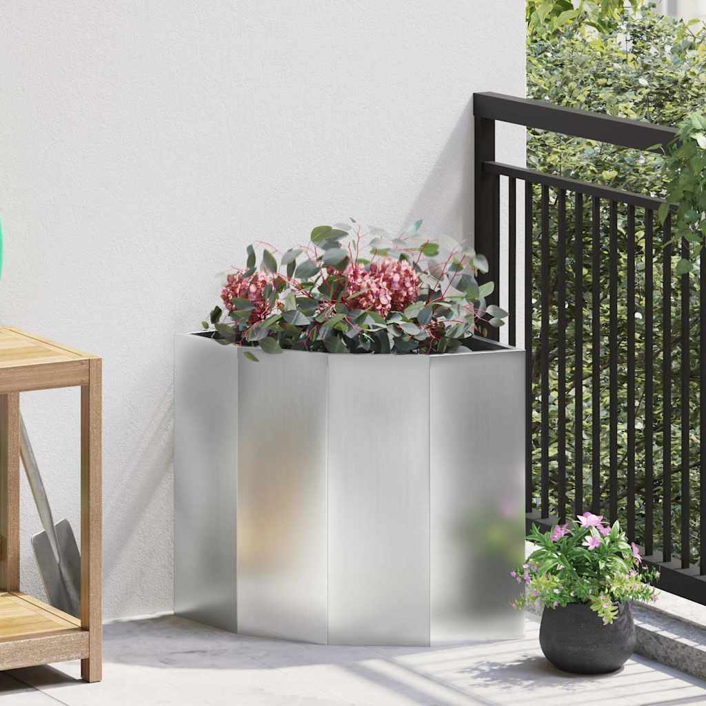 Kampinė Vazonas Sidabrinė 45 x 45 x 50 cm Galvanizuotas plienas Kampinė Vazonas Sidabrinė 45 x 45 x 50 cm Galvanizuotas plienas - Image 3