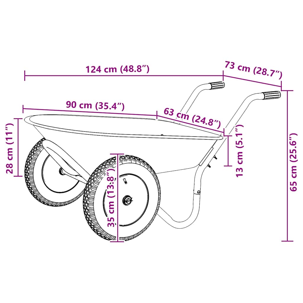 Vežimėlis Sidabrinė ir juoda 80 L 120 kg Galvanizuotas plienas Vežimėlis Sidabrinė ir juoda 80 L 120 kg Galvanizuotas plienas