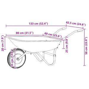 Vežimėlis Sidabrinė ir juoda 80 L 120 kg Galvanizuotas plienas