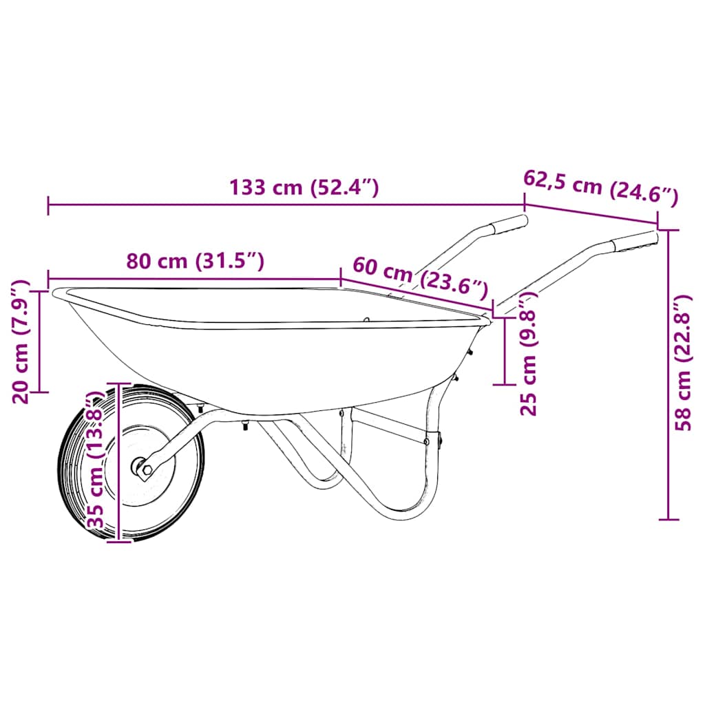 Vežimėlis Sidabrinė ir juoda 80 L 120 kg Galvanizuotas plienas Vežimėlis Sidabrinė ir juoda 80 L 120 kg Galvanizuotas plienas