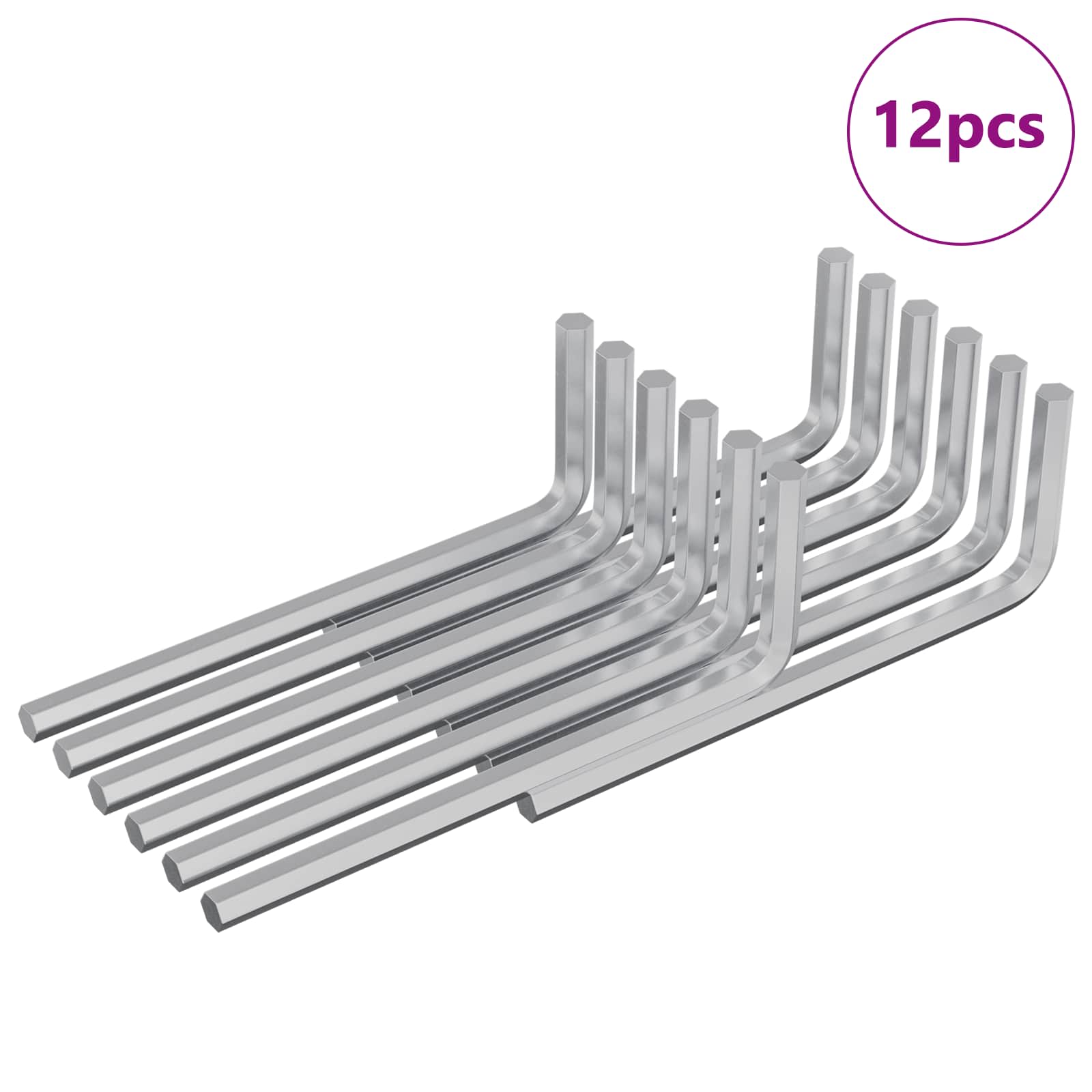 Hex rakto 12 vnt. Sidabrinė 20 x 52 mm Plienas Hex rakto 12 vnt. Sidabrinė 20 x 52 mm Plienas - Image 4