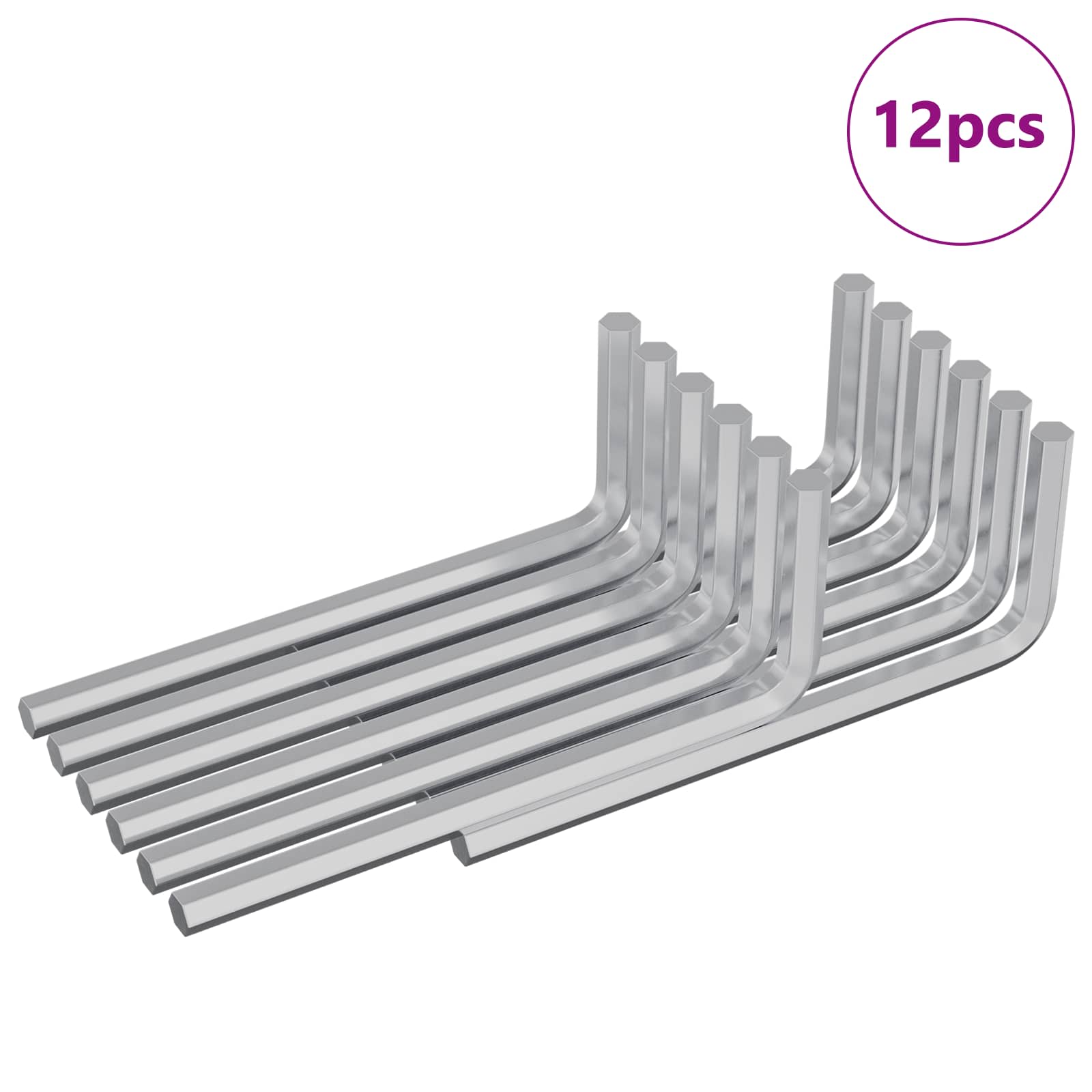 Hex rakto 12 vnt. Sidabrinė 22 x 66 mm Plienas Hex rakto 12 vnt. Sidabrinė 22 x 66 mm Plienas - Image 3
