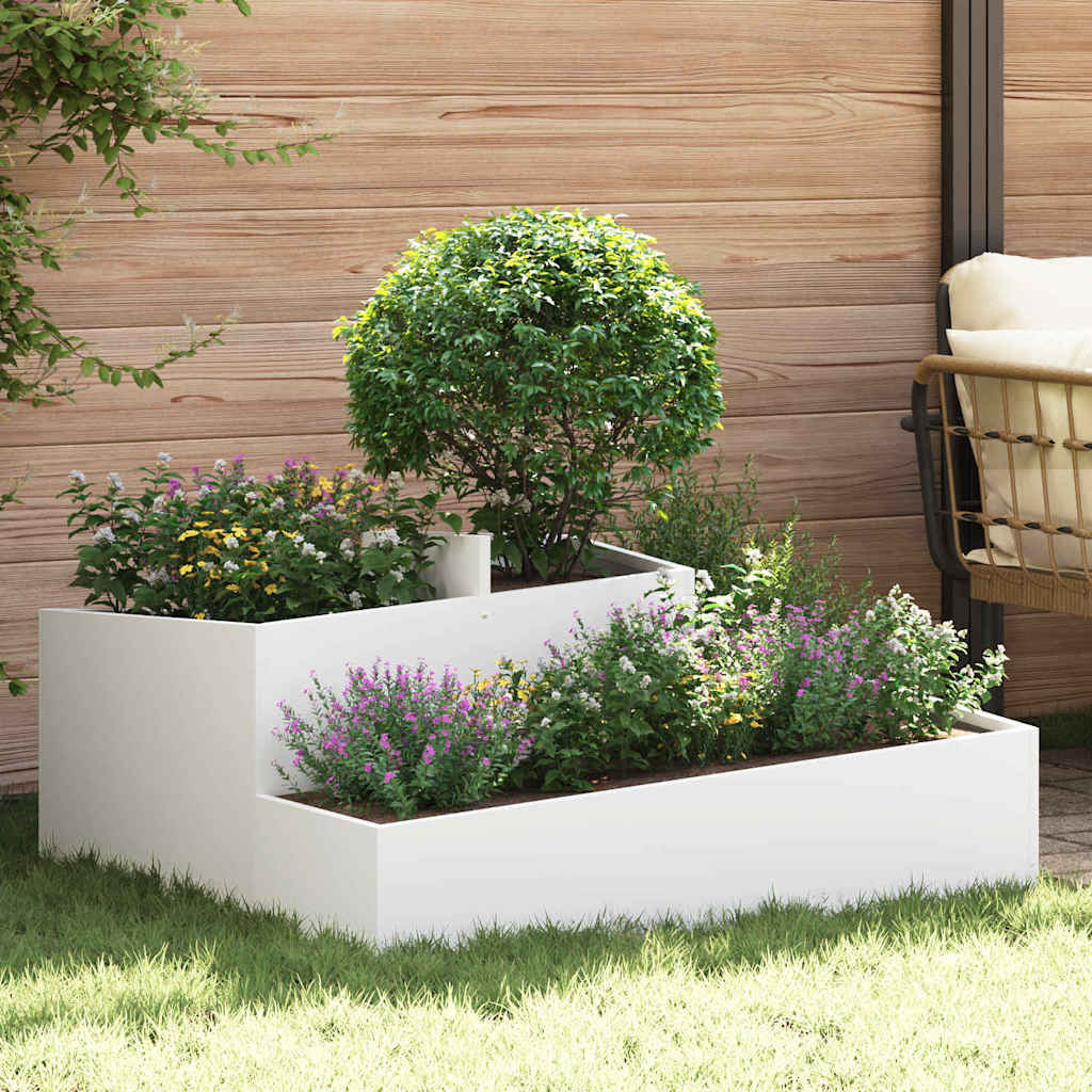Sodo vazonas Balta 100 x 100 x 50 cm Šaltai valcuotas plienas Sodo vazonas Balta 100 x 100 x 50 cm Šaltai valcuotas plienas - Image 2