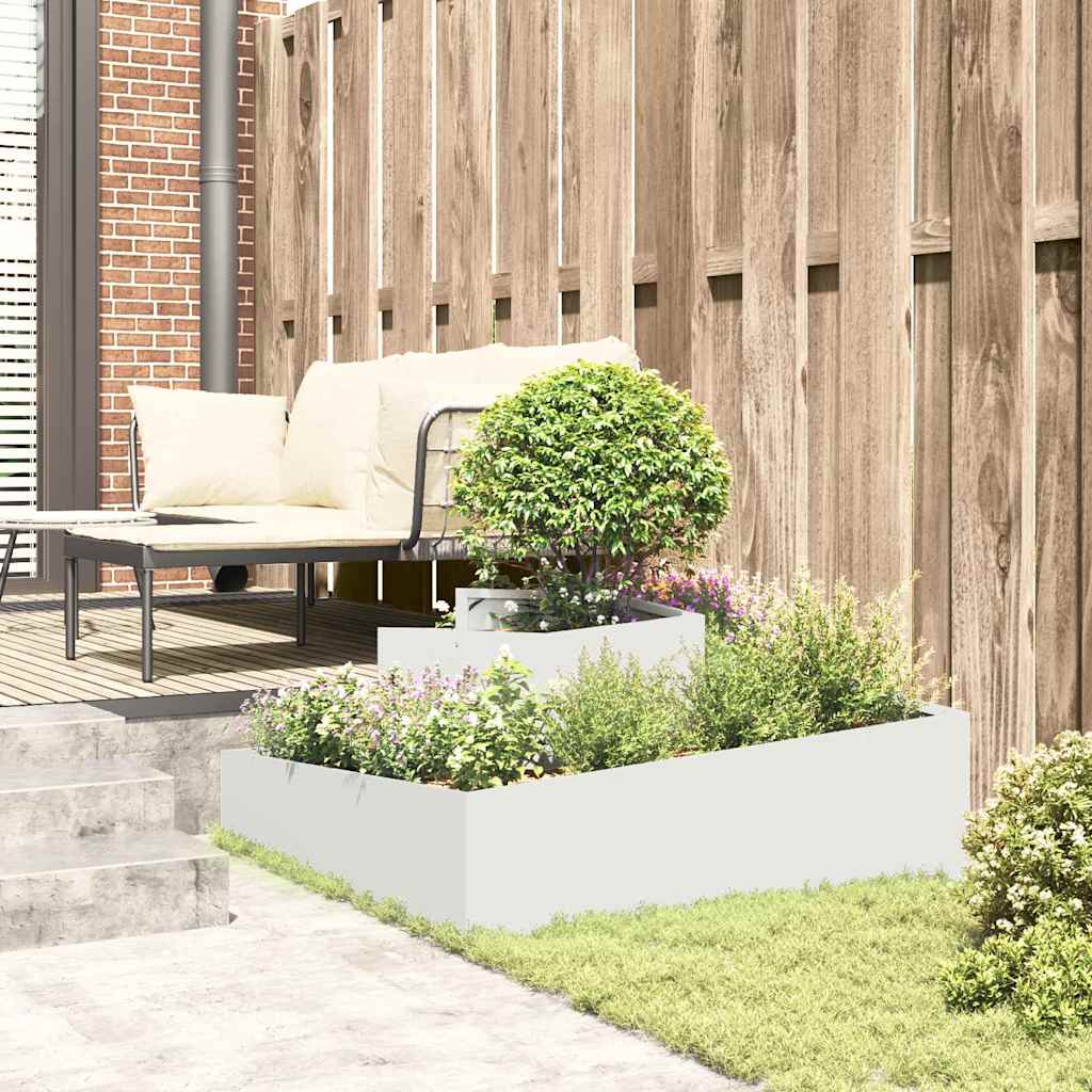 Sodo vazonas Balta 100 x 100 x 50 cm Šaltai valcuotas plienas Sodo vazonas Balta 100 x 100 x 50 cm Šaltai valcuotas plienas - Image 5