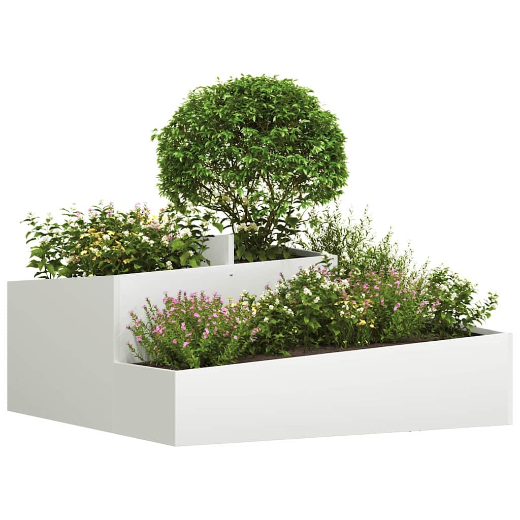 Sodo vazonas Balta 100 x 100 x 50 cm Šaltai valcuotas plienas Sodo vazonas Balta 100 x 100 x 50 cm Šaltai valcuotas plienas - Image 4