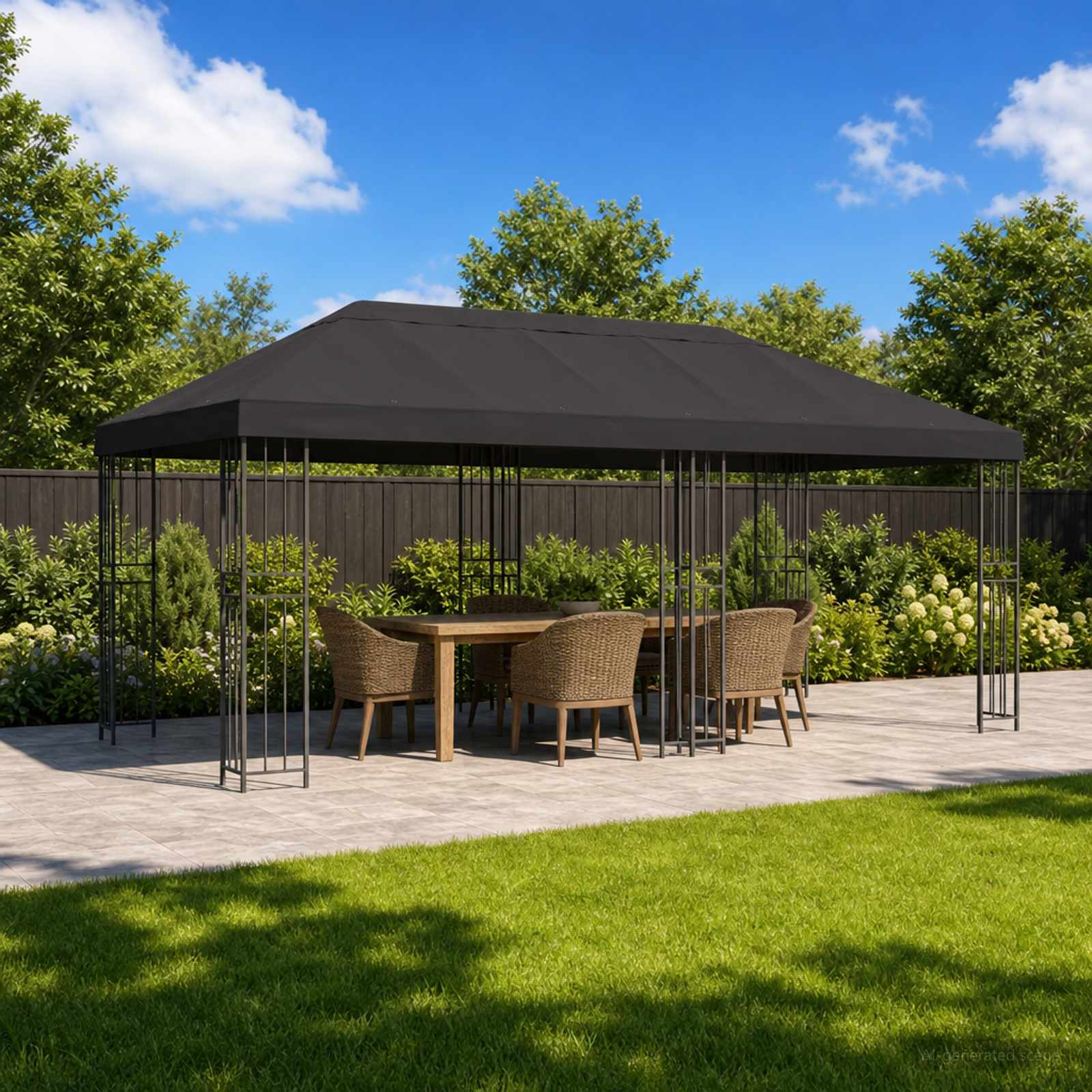 Sodo Paviljonas 6 x 3 m Antracito Poliesteris ir plienas Sodo Paviljonas 6 x 3 m Antracito Poliesteris ir plienas - Image 2